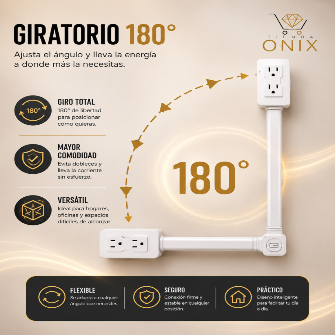EnchufeFlex 360™ - Extensor de Pared Inteligente Giratorio 180°