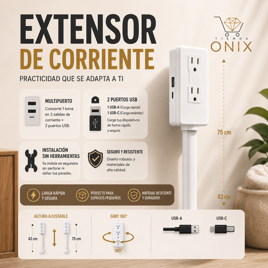 EnchufeFlex 360™ - Extensor de Pared Inteligente Giratorio 180°